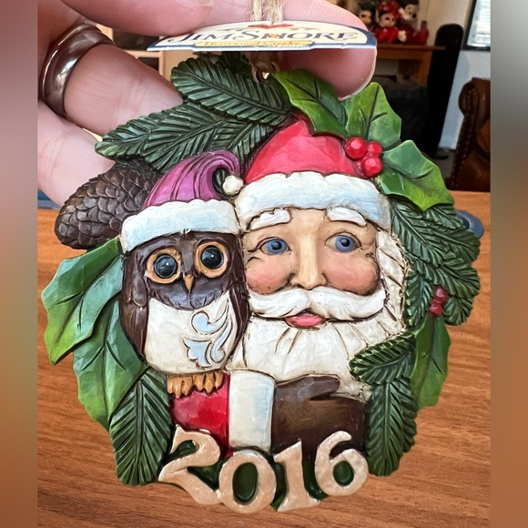 Jim Shore Other - 2016 Jim Shore Heartwood Creek Santa W/ Owl In Wreath Ornament #4053828 NIB